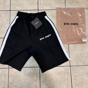 Palm Angels Black and White Athletic Shorts